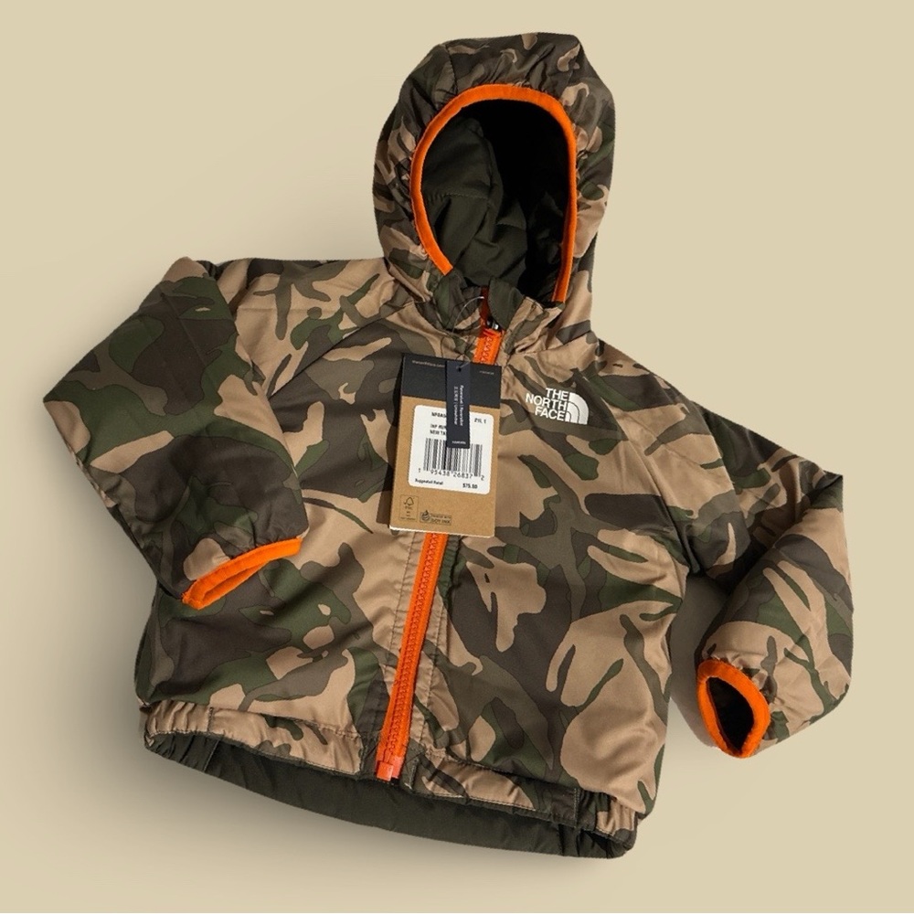 NWT! Reversible The North Face Perrito Jacket w/Hood Forest & Camo 18M